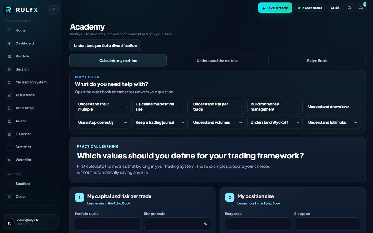 academy · Real Rulyx screen · fictional demonstration data · r278 local